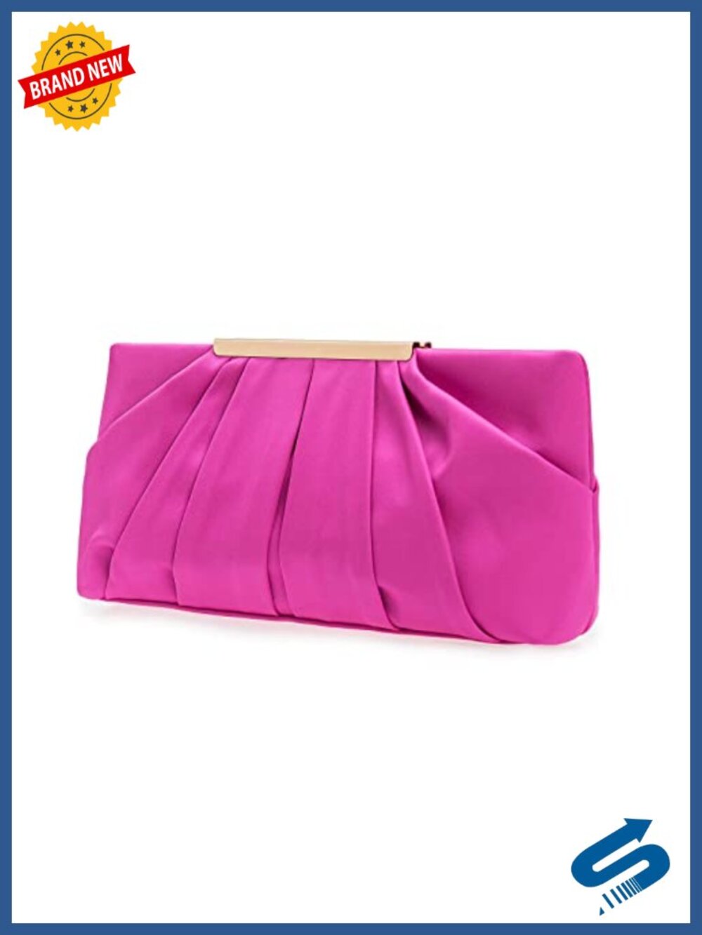 Elegant Pleated Satin Clutch Evening Bag Formal Handbag Wristlet Crossbody
